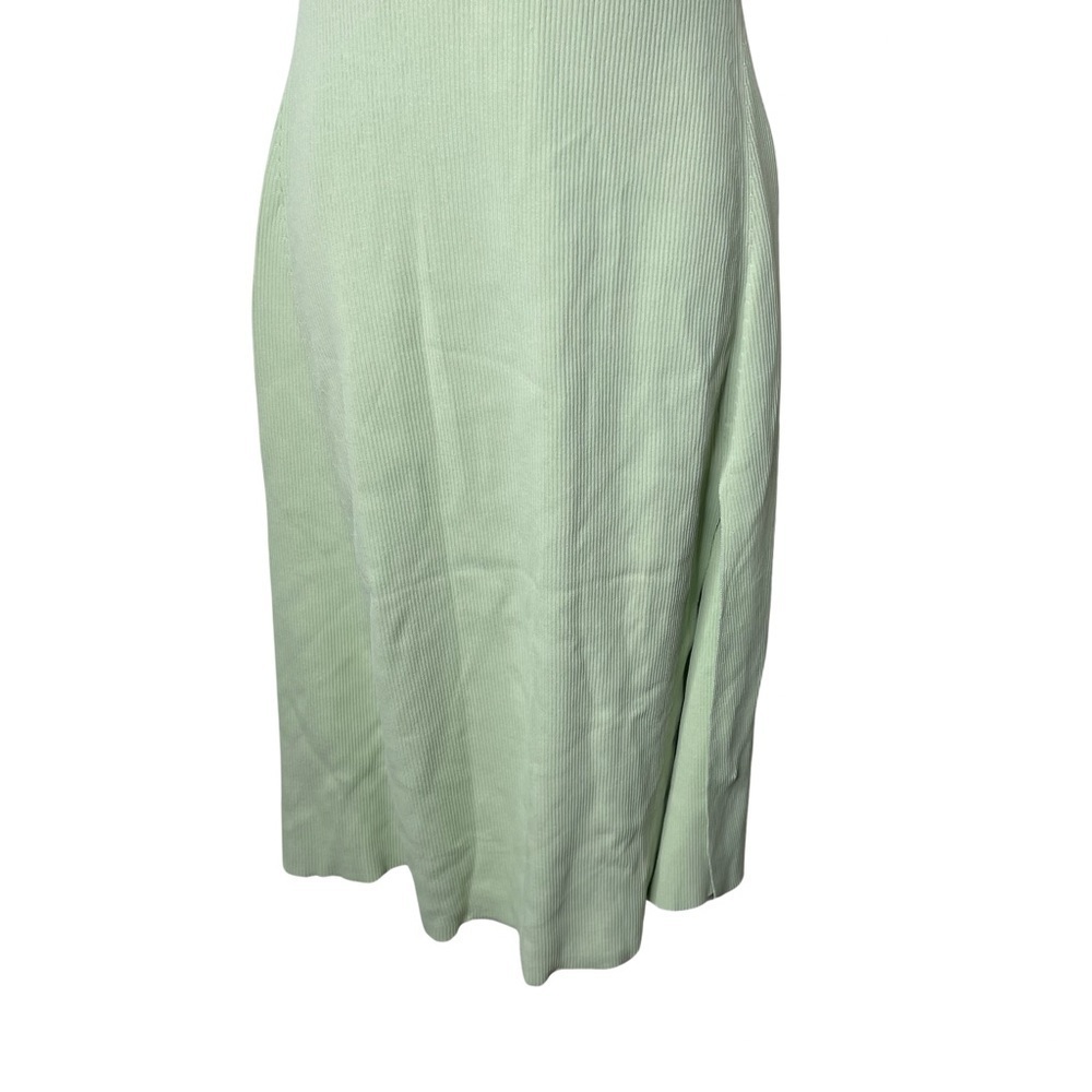 MAJE Ruched lace-up ribbed stretch-knitted Aline Short Sleeve midi dress sz 38 M - Picture 4 of 13